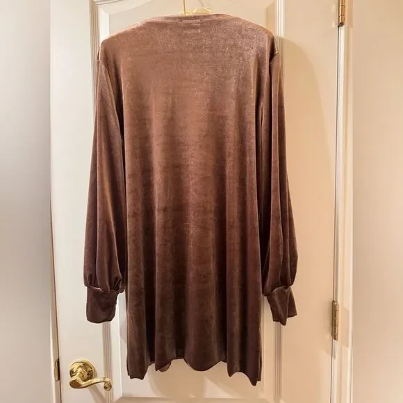 NWOT Zara Collection Brown Velvet Straight Dress - Picture 3 of 8